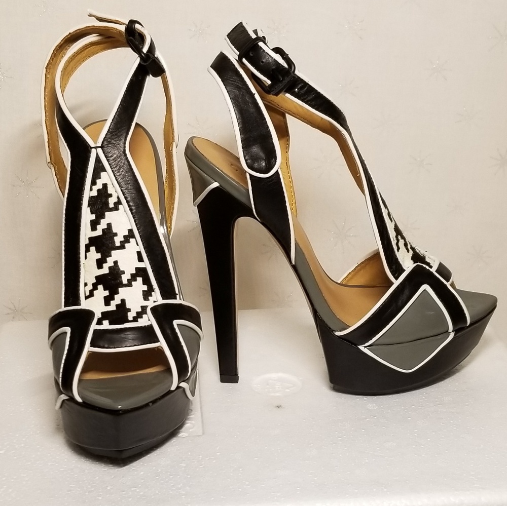 L.A.M.B Oldwyn Houndstooth Platform Heels